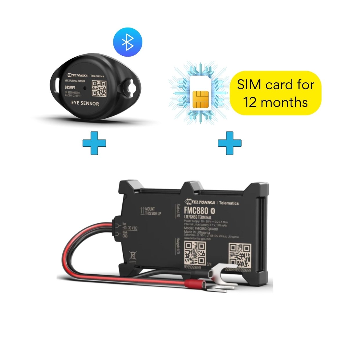 FMC880 gps tracker with bluetooth temperature sensor and SIM card for 12 months